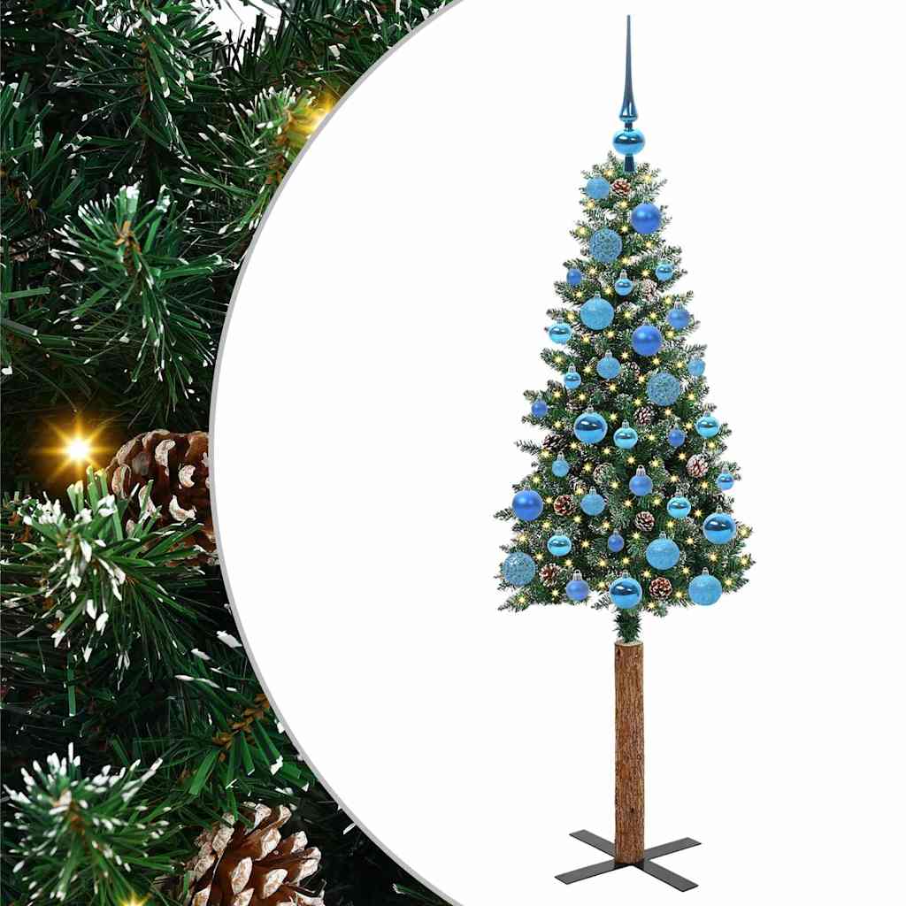 Slim Christmas Tree with 150 LEDs Green and White 150 cm